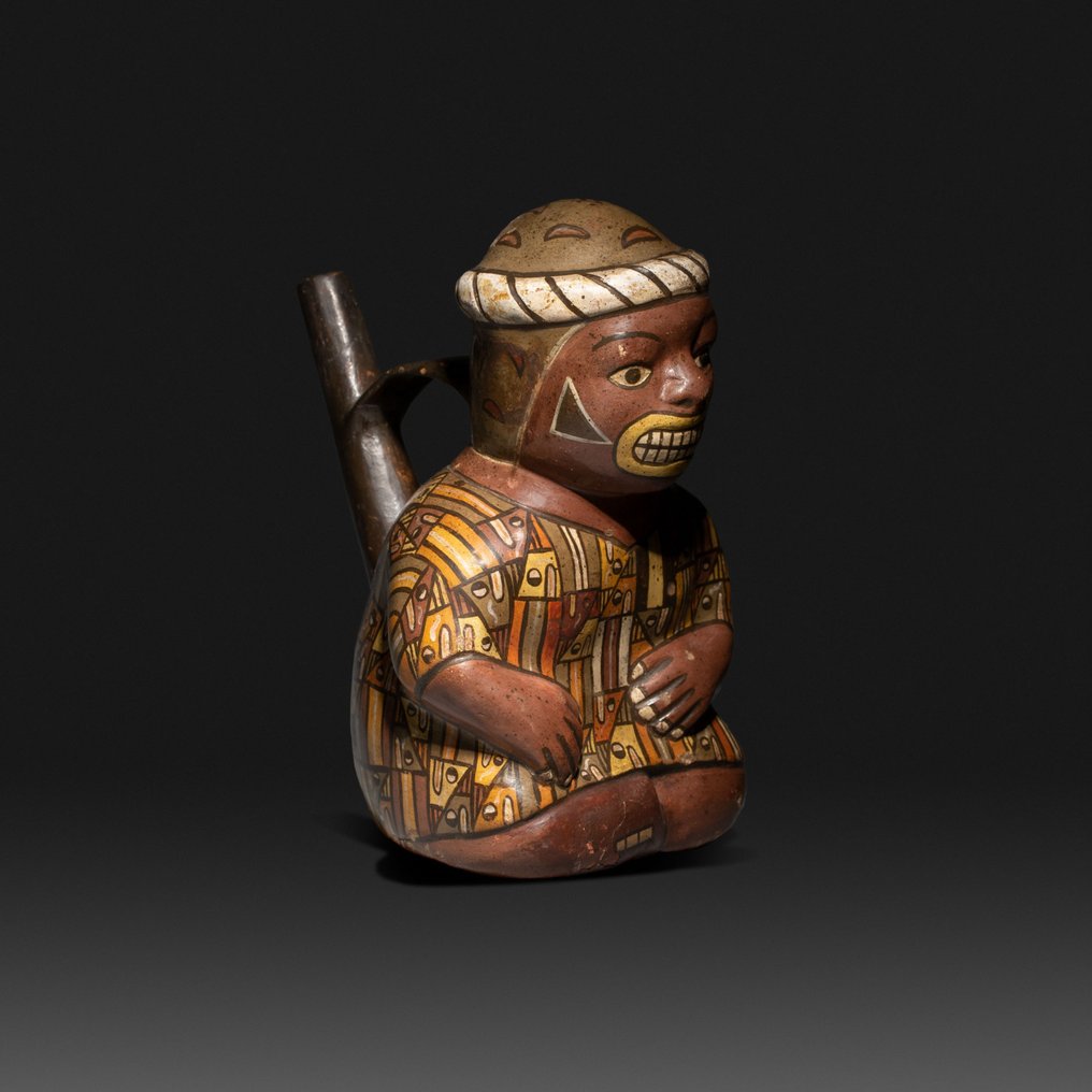 秘鲁纳斯卡 Terracotta 一位达官贵人的华科。公元 0-600 年。 17 厘米高度。西班牙出口许可证。 #1.2