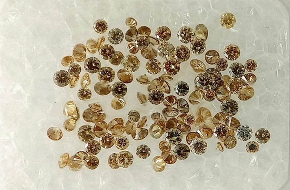 122 pcs 钻石 - 0.95 ct - 明亮型 - 中彩褐带黄 - I1, VS1 #2.1