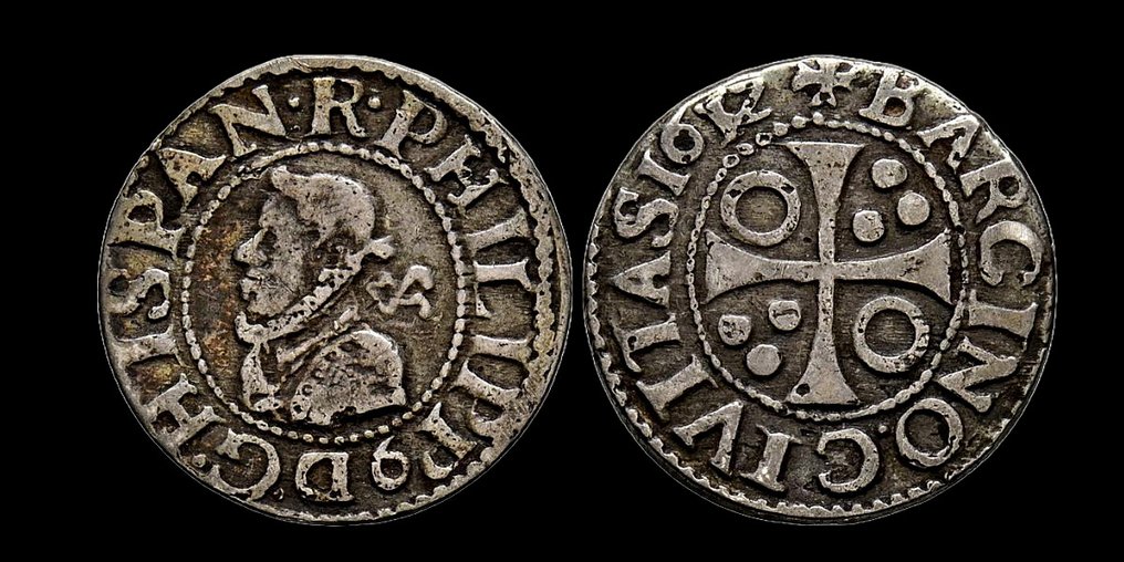 Espanha. Felipe III (1598-1621). 1/2 Groat 1612, Barcelona. Busto propio #3.1