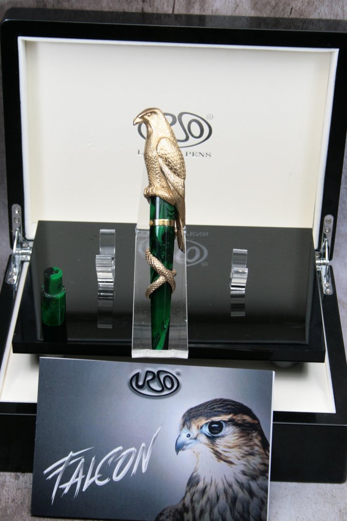 Urso - Fountain pen Falcon in bronzo antiossidante e  argento - Fyldepen #1.0