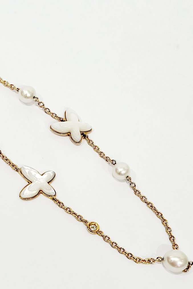 Mimi - Halskæde - FreeVola - 18 kraat Rosaguld Perle - Diamant #4.3