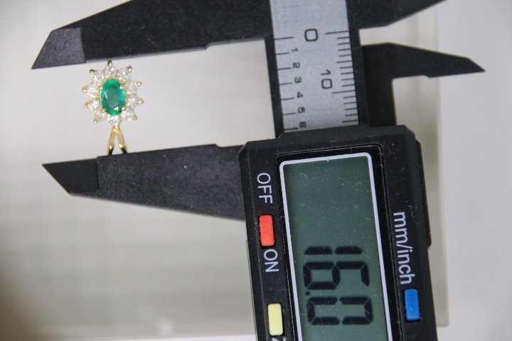 吊坠项链 - 18K包金 黄金, 0.50克拉 钻石  (天然) - 祖母绿 #3.2