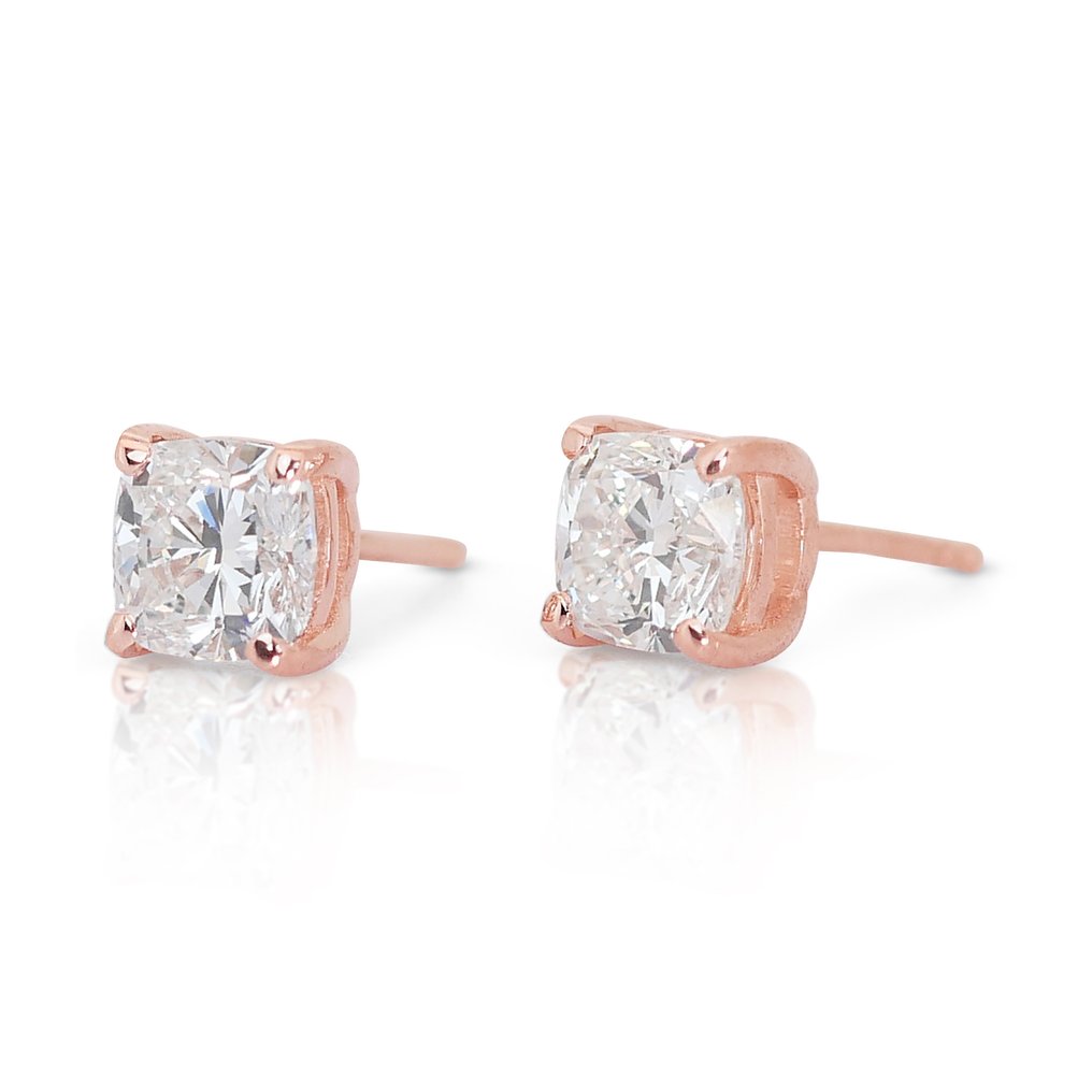 - 1.61 Total Carat Weight Diamonds - - Earrings - 14 kt. Rose gold Diamond  (Natural) #2.1
