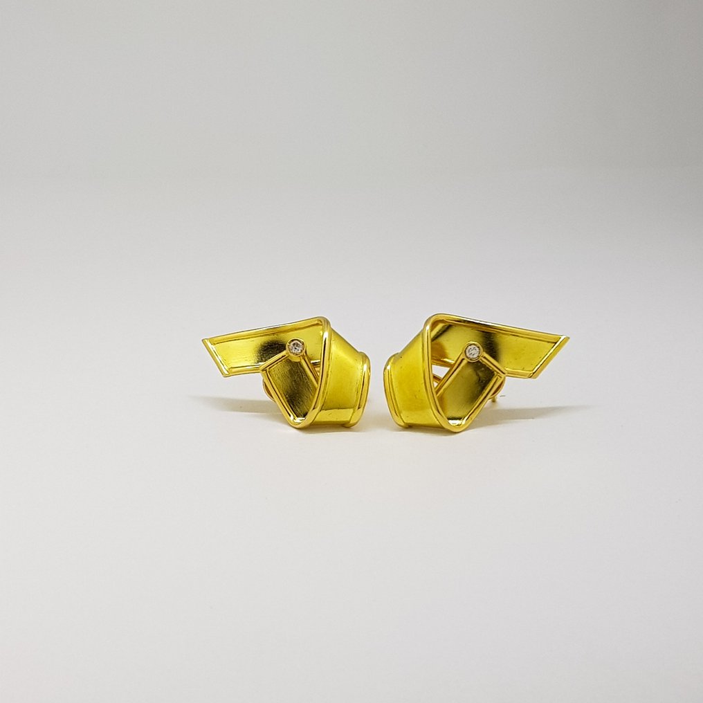Oorbellen Geel goud -  0.06 tw. Diamant  (Natuurlijk)  #1.2