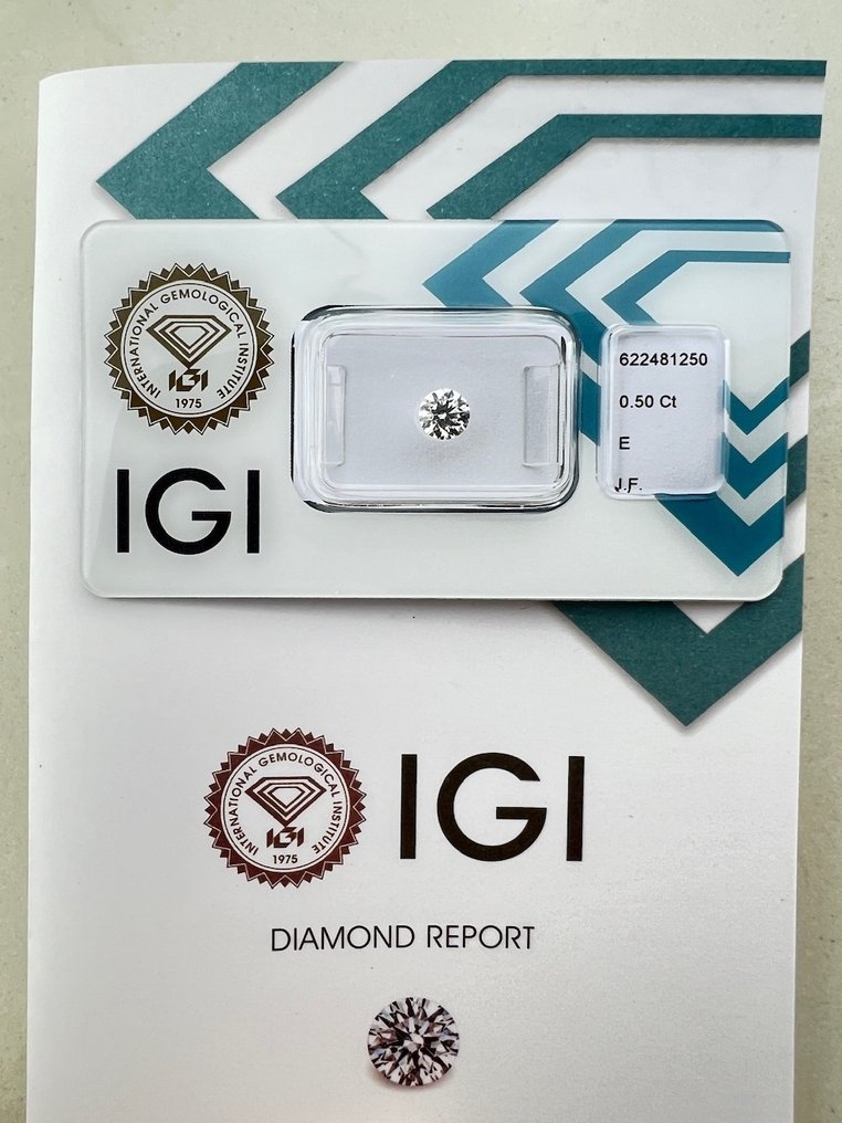 1 pcs Diamant - 0.50 ct - Brillant - E - IF (pas d'inclusions) #1.1