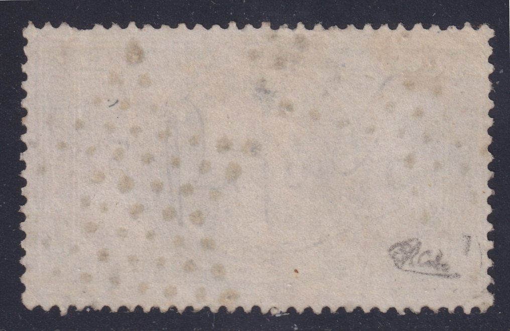 France 1869 - Empire Lauré, N° 33, 5fr violet-gris, oblitéré. Signé Calves. Très beau - Yvert #2.1