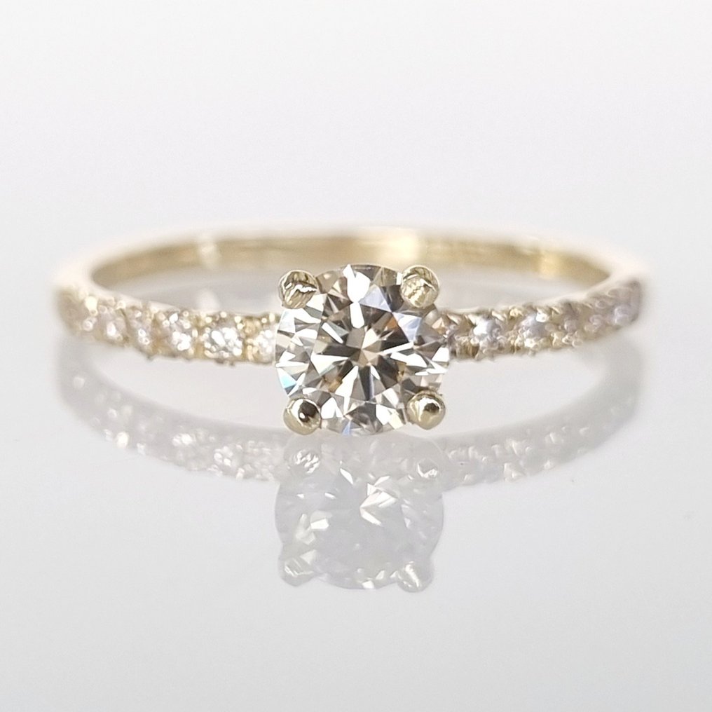 Anel de noivado - 14 K Ouro amarelo -  0.55 tw. Diamante  (Natural) - Diamante  #1.1