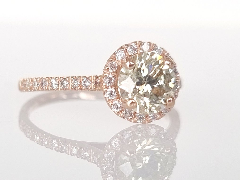 Cocktail ring - 14 kt. Rose gold -  1.24ct. tw. Diamond  (Natural) #2.2