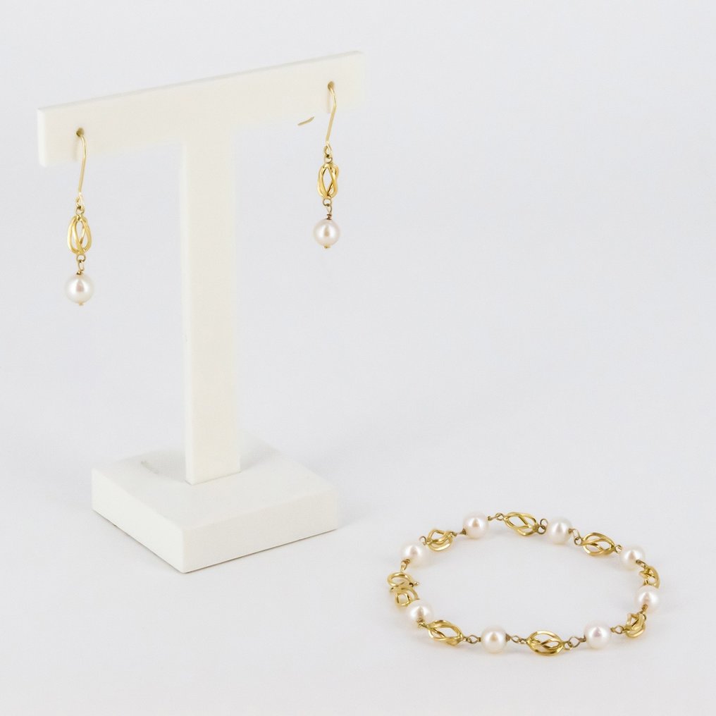 Conjunto de joyas de 2 piezas - 18 quilates Oro amarillo Perla #1.1