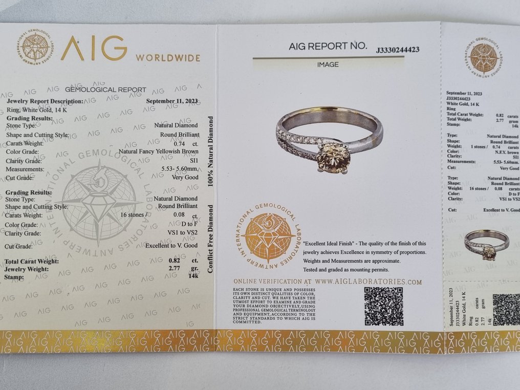 Anello di fidanzamento - 14 carati Oro bianco -  0.82ct. tw. Diamante  (Naturale) - Diamante #3.2