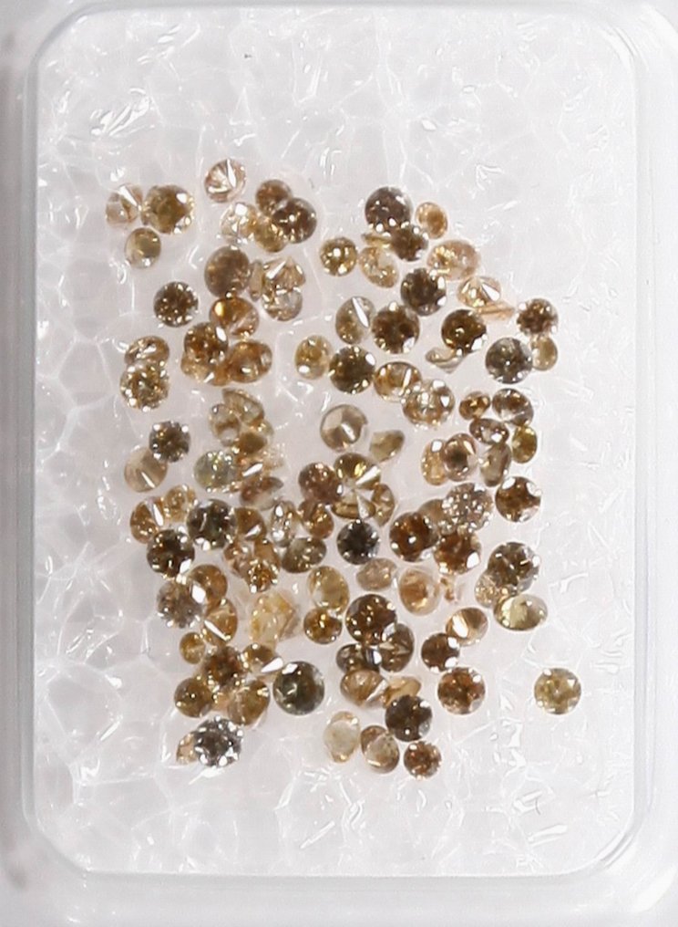 122 pcs 钻石 - 0.95 ct - 明亮型 - 中彩褐带黄 - I1, VS1 #3.1