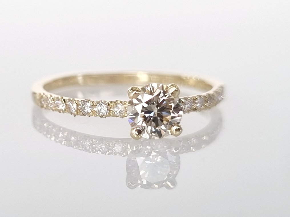 Anel de noivado - 14 K Ouro amarelo -  0.55 tw. Diamante  (Natural) - Diamante  #2.1