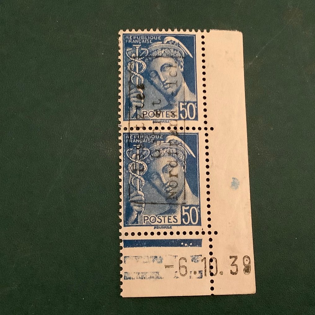 German Empire - Occupation of France (1941-1945) 1940 - Dunkirk: 50 cent Mercur with printing date and overprint type II by Coudekerque - marked Brun - Michel 3 II #1.2