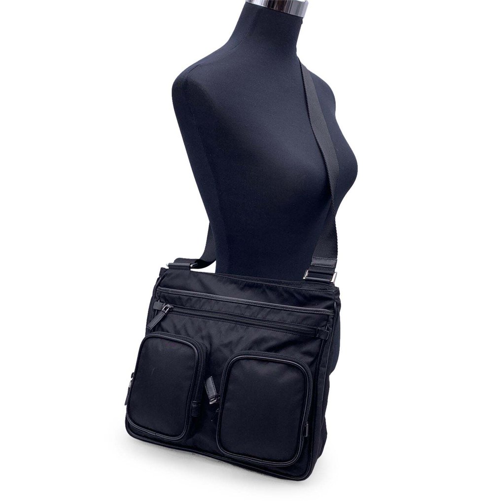 Prada - Black Nylon Canvas Double Pockets Crossbody Messenger Bag - 斜挎包 #1.2