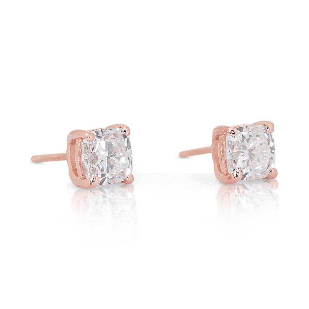- 1.61 Total Carat Weight Diamonds - - Earrings - 14 kt. Rose gold Diamond  (Natural) #1.2