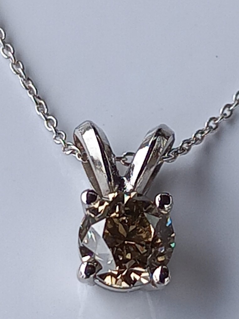 Collar con colgante - 14 quilates Oro blanco -  0.50 tw. Diamante  (Natural)  #1.1
