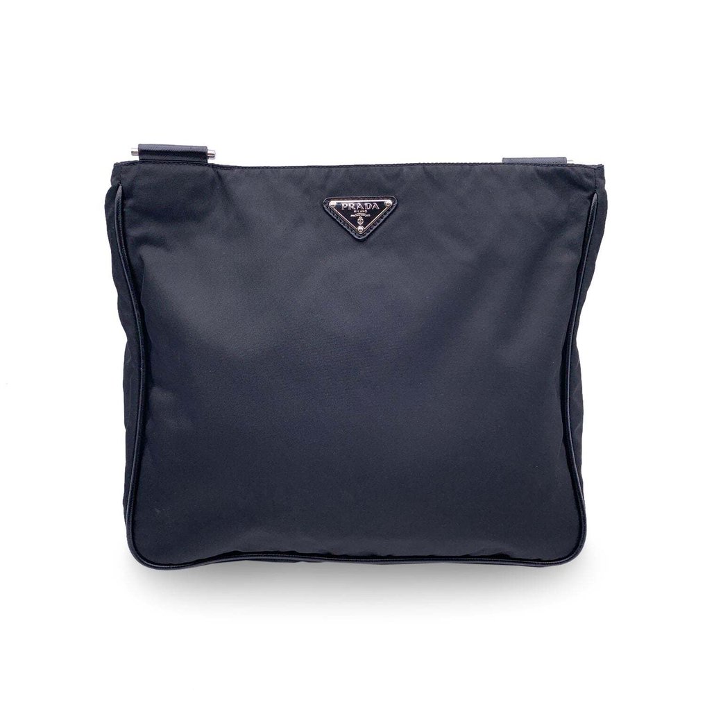 Prada - Black Nylon Canvas Double Pockets Crossbody Messenger Bag - Crossbody-veske #2.1