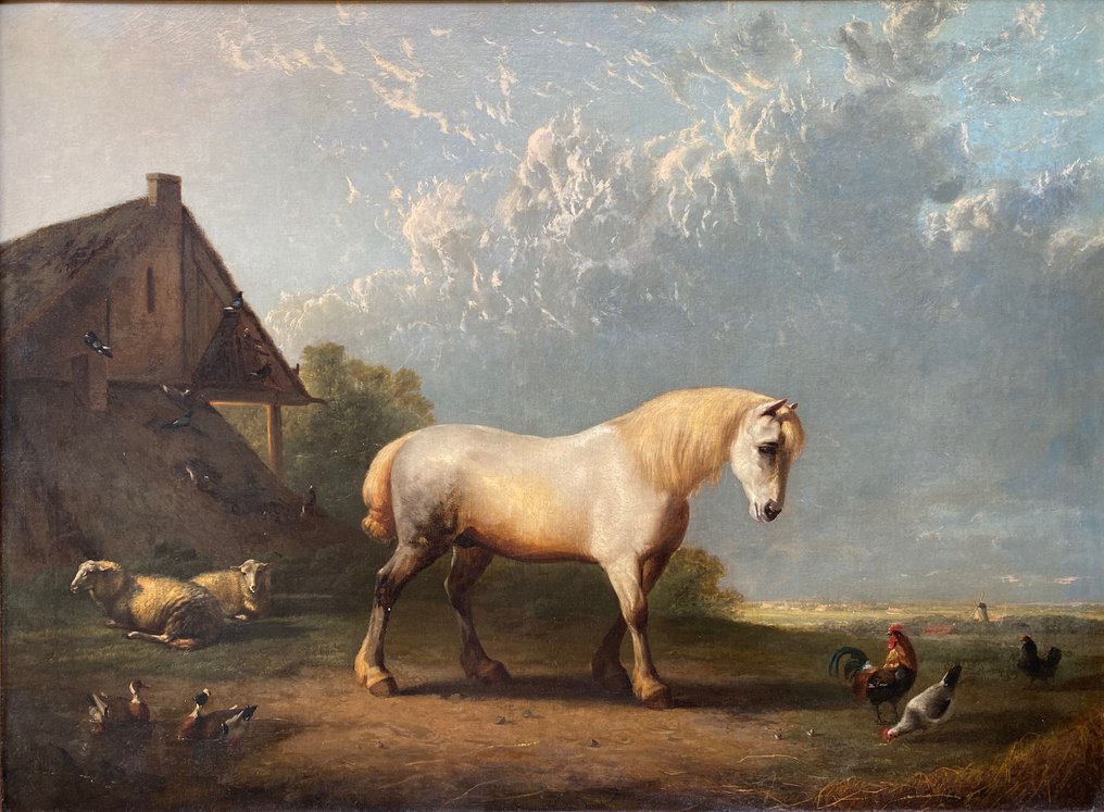 Frans van Severdonck (1809-1889) - Pferd vor einem Bauerngehöft #1.1