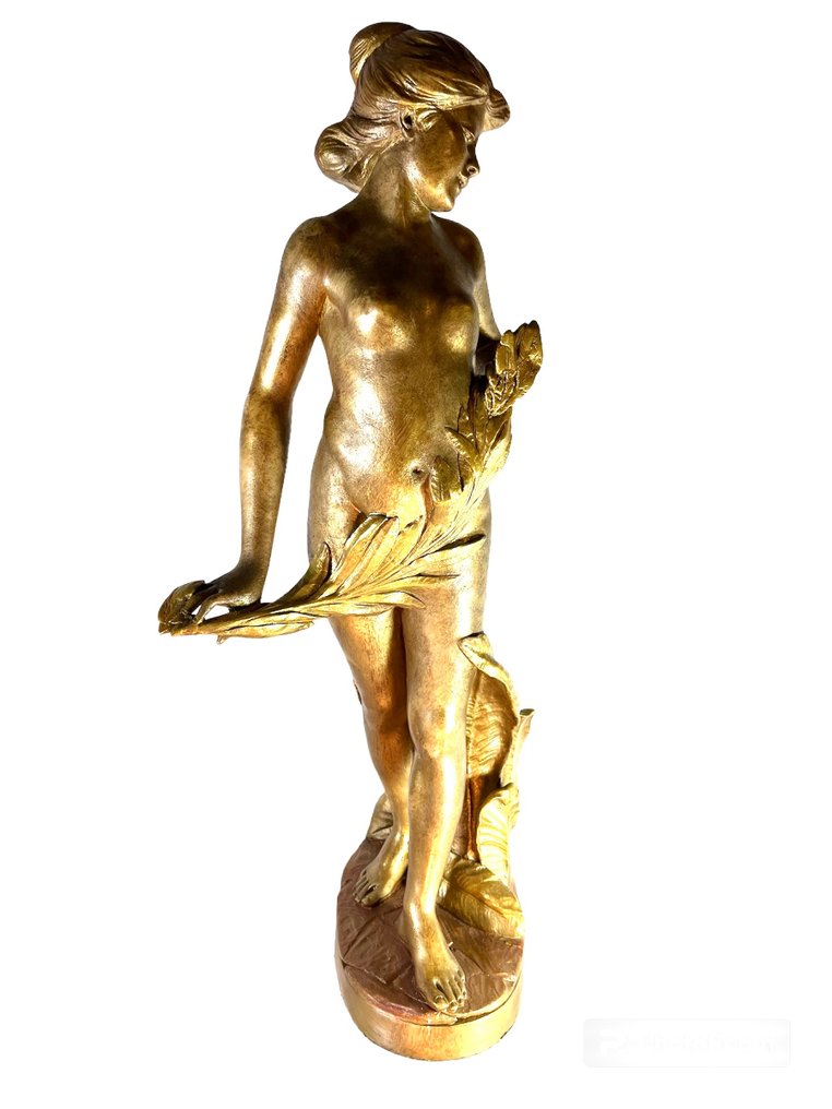 G.Marchi - sculptuur, Le printemps, nu de jeune femme - 63 cm - Marmer #1.1