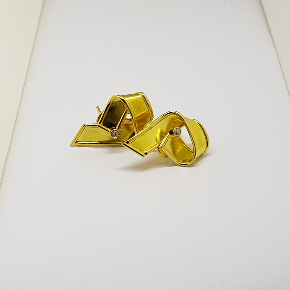 Oorbellen Geel goud -  0.06 tw. Diamant  (Natuurlijk)  #2.1