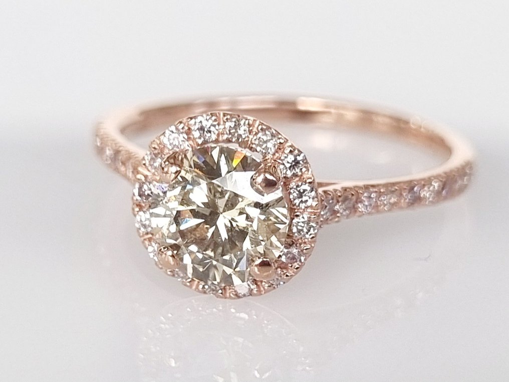 Cocktail ring - 14 kt. Rose gold -  1.24ct. tw. Diamond  (Natural) #2.3