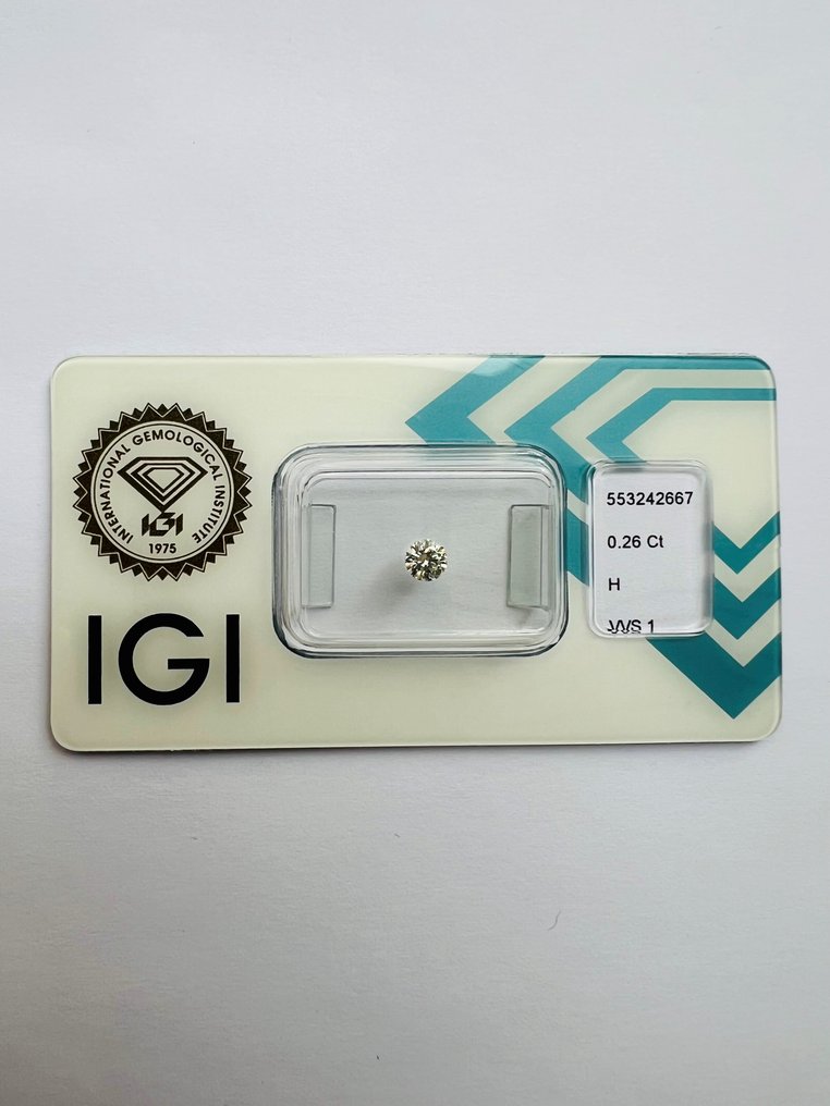 1 pcs 鑽石  (天然)  - 0.26 ct - H(次於白色的有色鑽石) - VVS1 - 國際寶石學院（International Gemological Institute (IGI)） - 3x 無 #1.1