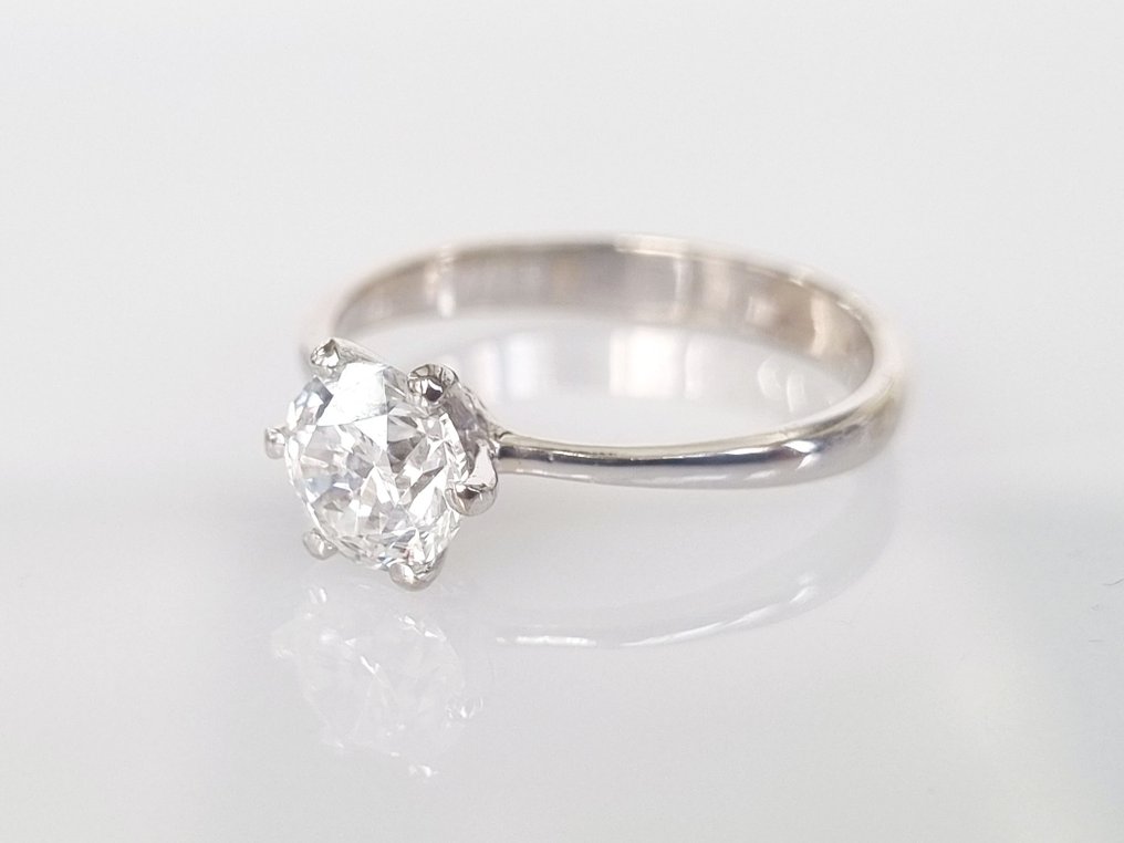 Engagement ring - 18 kt. White gold -  1.00 tw. Diamond  (Natural) #2.2