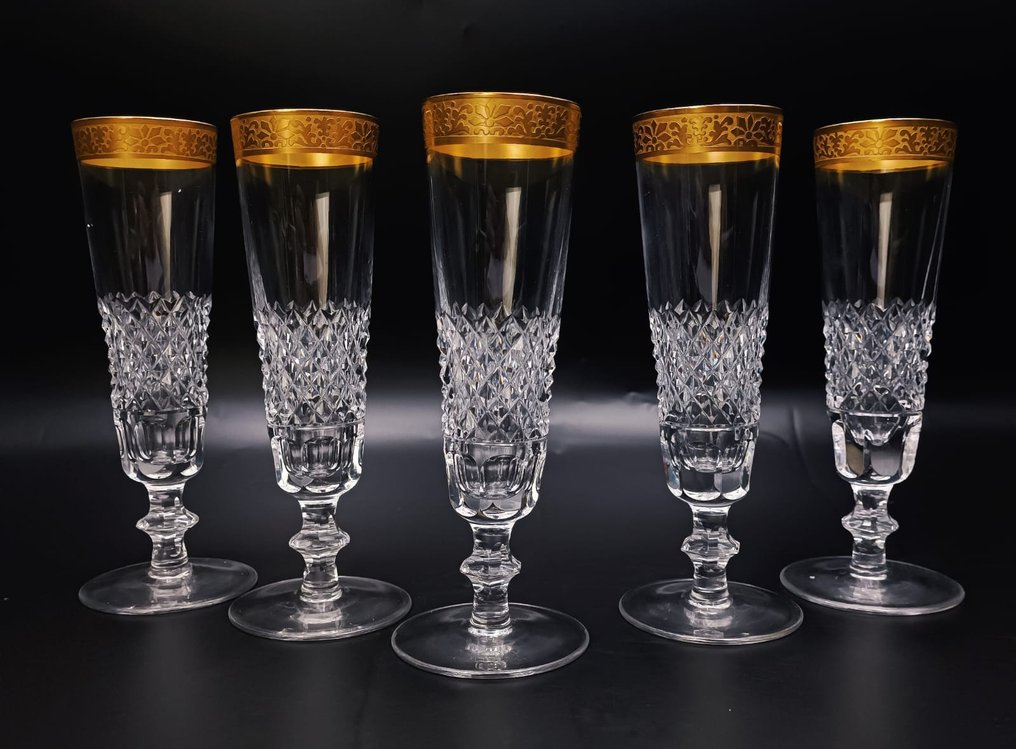 Moser & Söhne - Champagneglas (5) - .999 (24 kt.) guld, Krystal #1.1