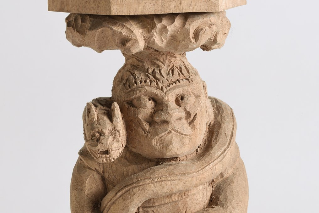 Buddah Statue of Dragon Lantern Spirit 龍燈鬼 by Kubota Yoshimichi 久保田俶通 with Wooden Box - 木 - 日本  (沒有保留價) #3.2