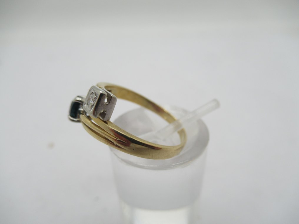 Gyűrű - 18 kt. Sárga arany Gyémánt  (Természetes) - Zafír #2.2