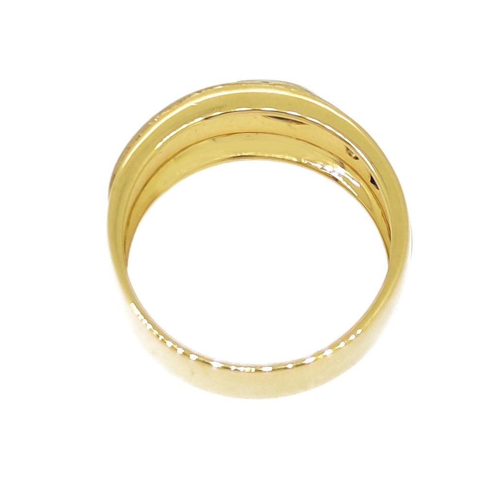 Ring - 18 karaat Geel goud, Witgoud -  0.07ct. tw. Diamant - Saffier #1.2