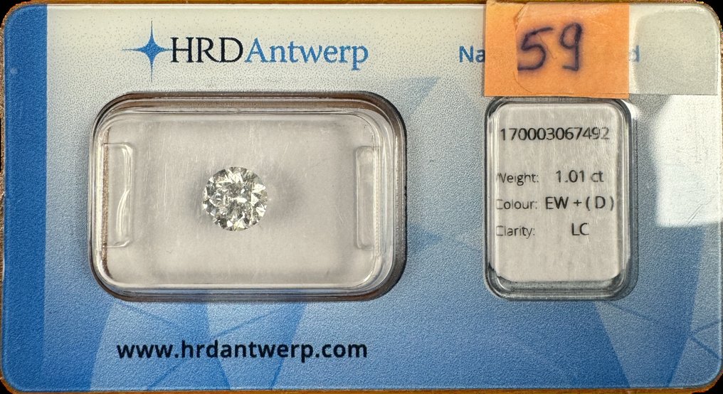 1 pcs Diamant  (Natural)  - 1.01 ct - Rotund - IF - HRD (Institutul gemologic din Anvers) #1.1
