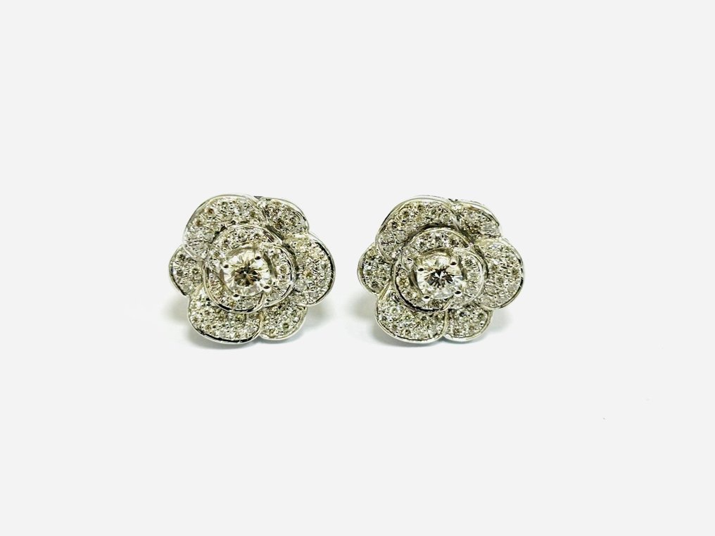 Boucles d'oreilles - 18 carats Or blanc -  1.25ct. tw. Diamant  (Naturelle) - Diamant #3.2