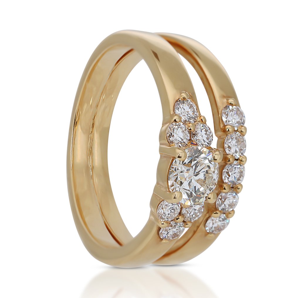 Ring - 18 kt Gult guld -  0.95ct. tw. Diamant  (Natural) - Diamant #2.1