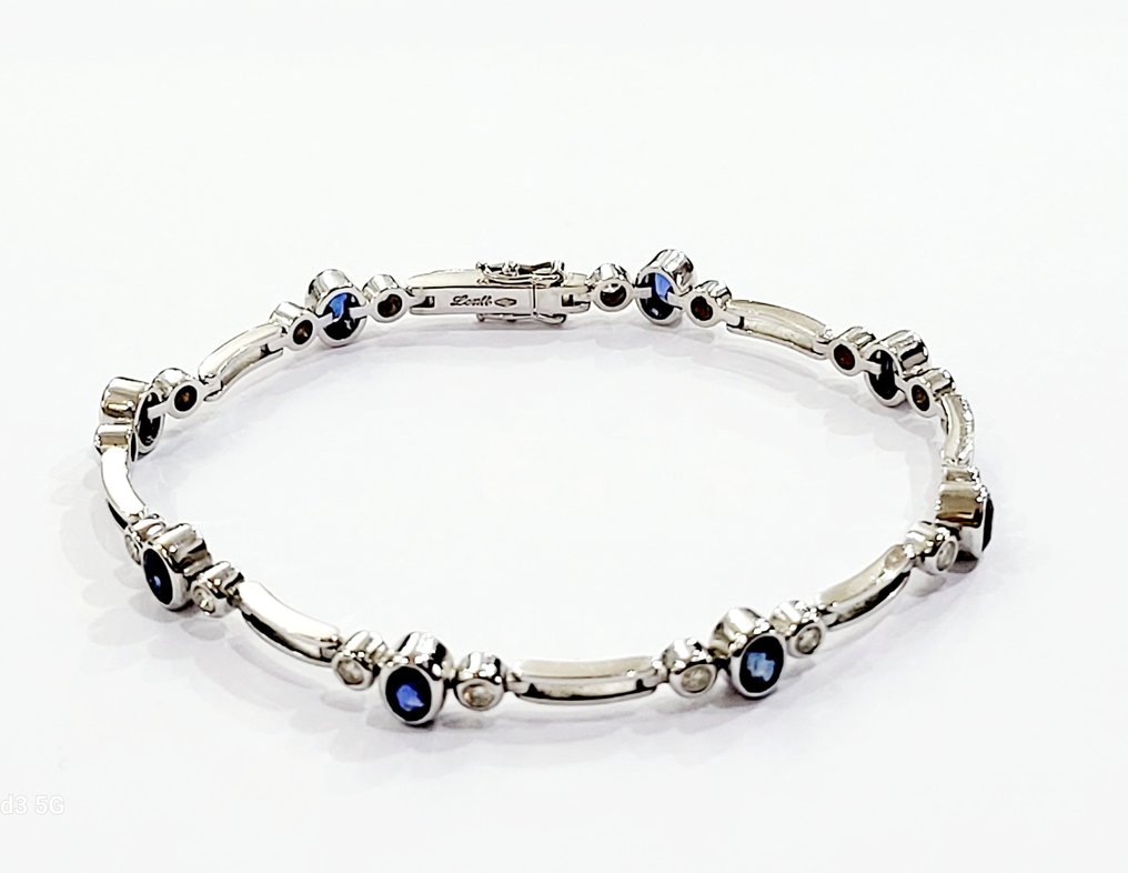 Lenti Villasco - Bracelet - 18 carats Or blanc Diamant  (Naturelle) - Saphir #1.1