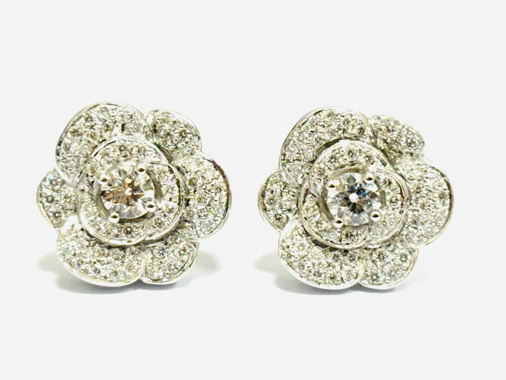 Boucles d'oreilles - 18 carats Or blanc -  1.25ct. tw. Diamant  (Naturelle) - Diamant #2.1