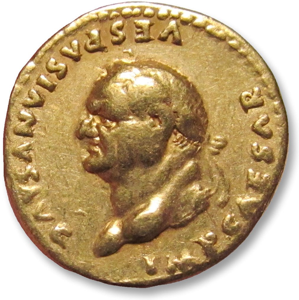 Romarriket. Vespasian (AD 69-79). Aureus Rome mint 76 A.D. - Heifer reverse - #1.2