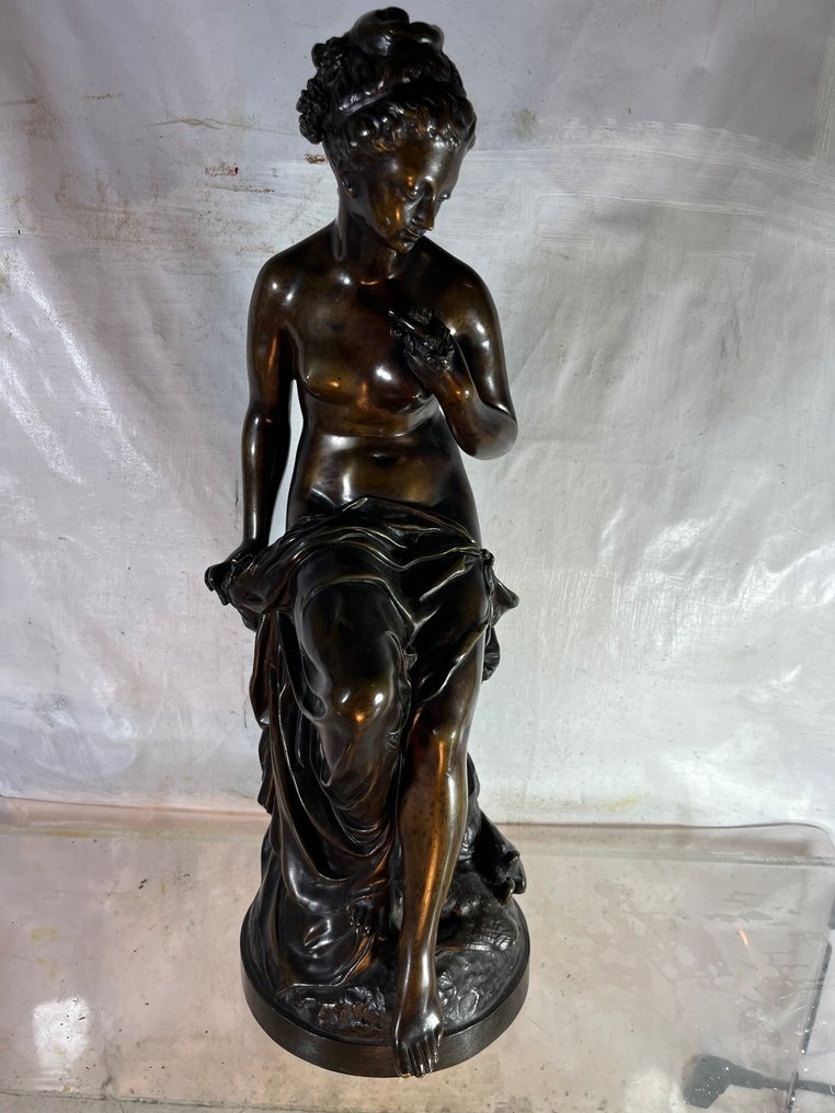 D’après Mathurin Moreau - 雕刻, Nymphe au bain - 47 cm - 銅綠青銅 #1.2