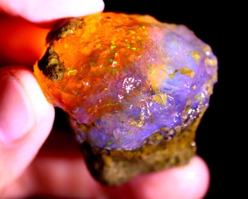 122ct äthiopischer Kristallopal roh - Höhe: 35 mm - Breite: 33 mm- 24.4 g #1.1