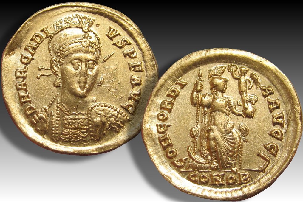 羅馬帝國. 阿卡狄奧斯 (AD 383-408). Solidus Constantinople mint, 3rd officina (Γ) 395-402 A.D. #2.1