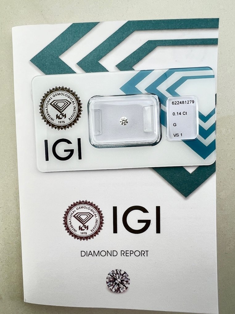 Sin Precio de Reserva - 1 pcs Diamante  (Natural)  - 0.14 ct - Redondo - G - VS1 - International Gemological Institute (IGI) #1.1