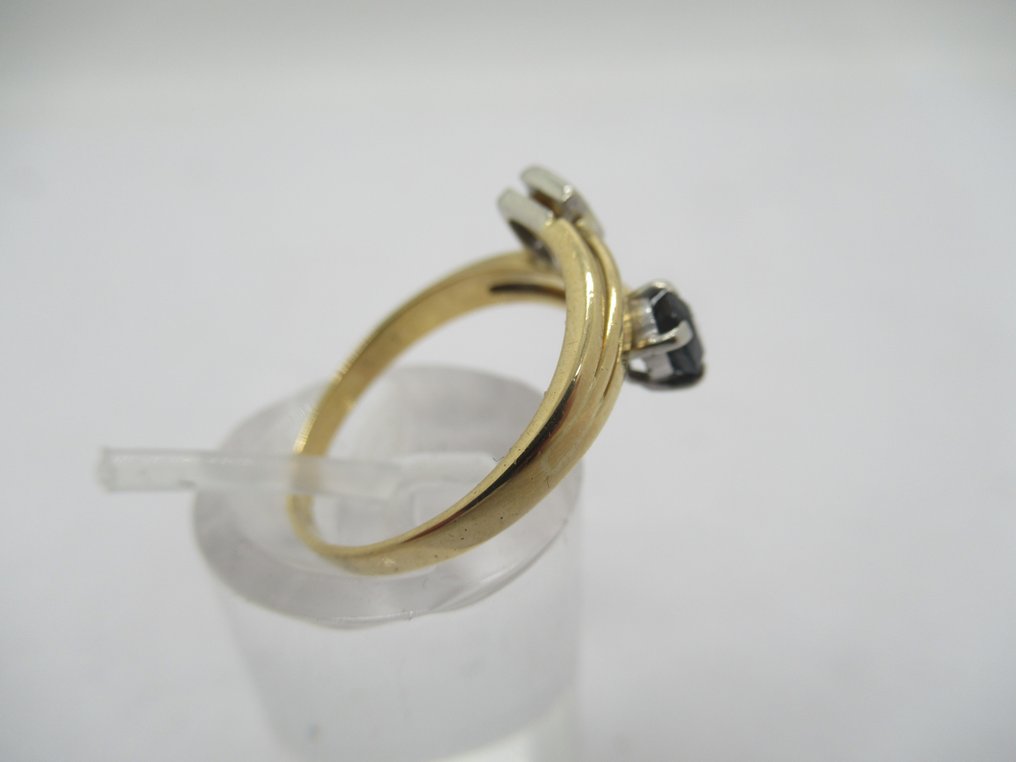 Ring - 18 kt Gelbgold Diamant  (Natürlich) - Saphir #3.2