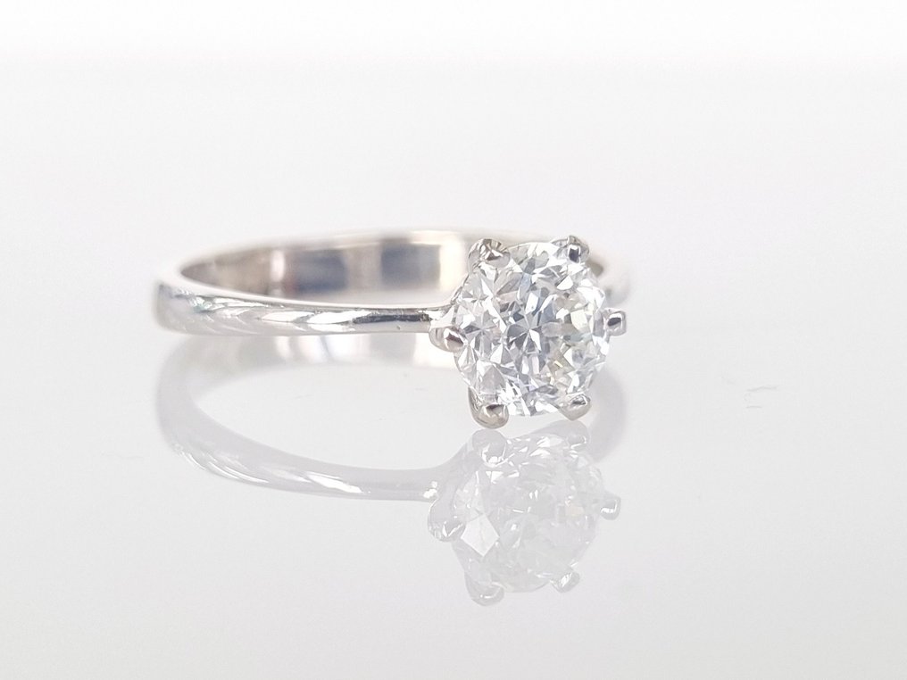 Pierścionek zaręczynowy - 18-karatowe Białe złoto -  1.00 tw. Diament  (Naturalny) #2.1