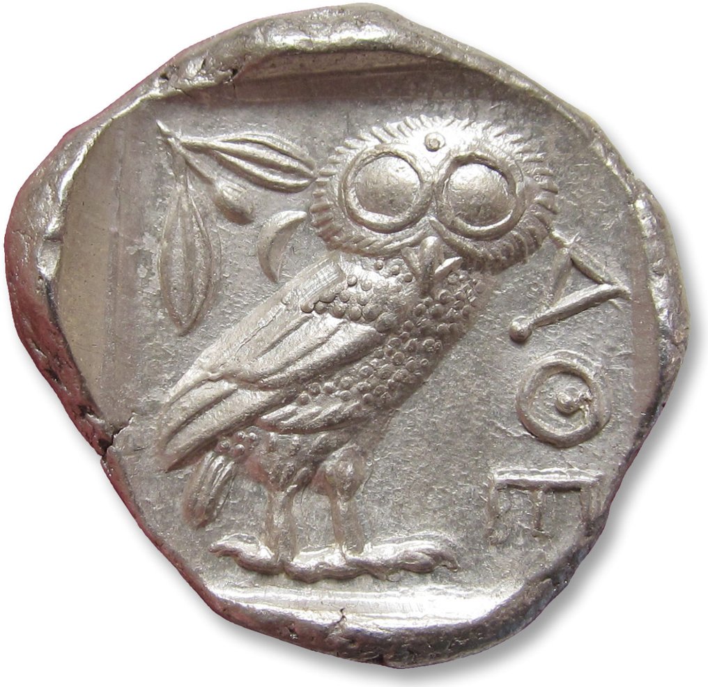 Attique, Athènes. Tetradrachm 454-404 B.C. - great example, large part of crest visible - #1.2