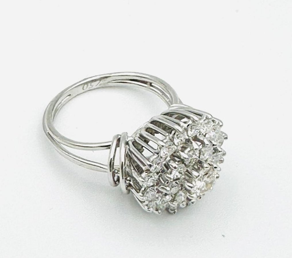Anillo de matrimonio - 18 quilates Oro blanco -  1.98 tw. Diamante  (Natural)  #1.2