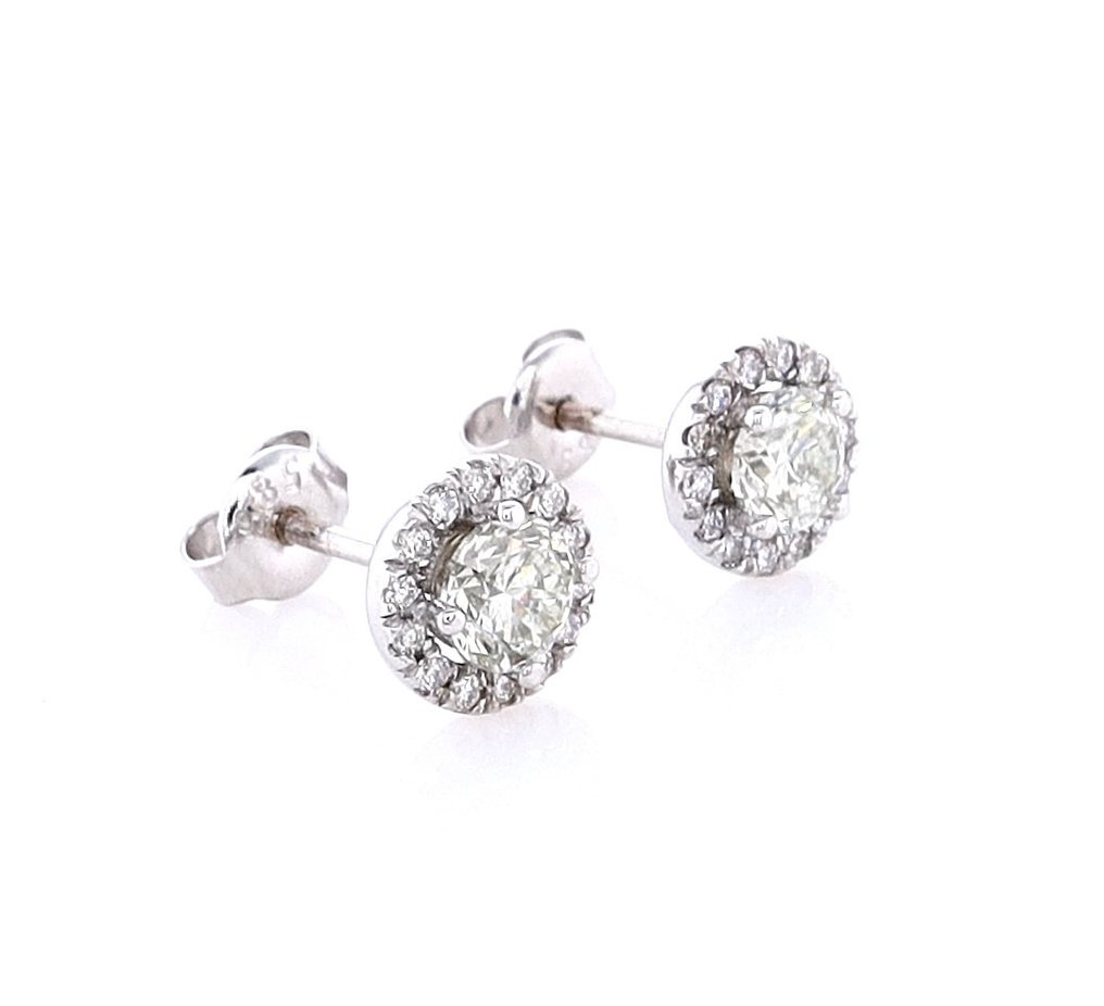 Boucles d'oreilles - 14 carats Or blanc -  1.20 tw. Diamant  (Naturelle) - Diamant #1.2