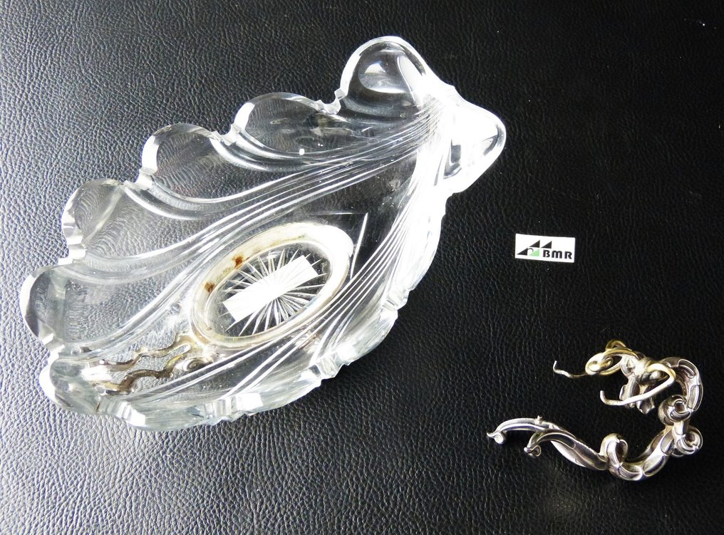 Fat - Kristallschale mit Silbermontage - Epoche Napoleon III. - Muschelform - Krystallglass #3.2