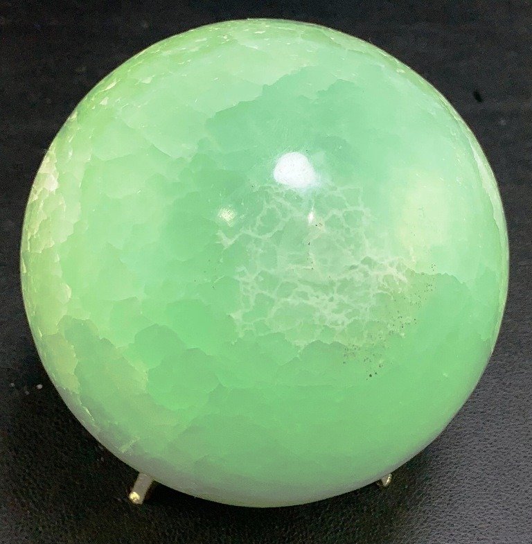 Luonnollinen ainutlaatuinen pistaasinauhainen kalsiitti Healing Sphere - Korkeus: 100 mm - Leveys: 100 mm- 1485 g - (1) #2.1