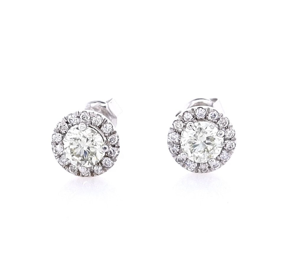 Boucles d'oreilles - 14 carats Or blanc -  1.20 tw. Diamant  (Naturelle) - Diamant #1.1