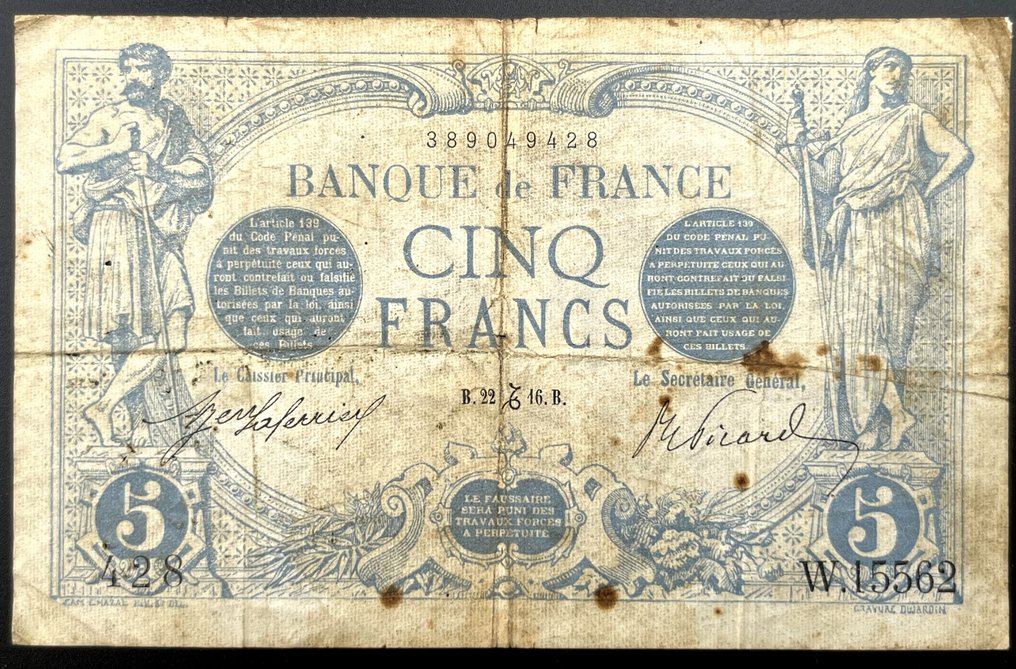 Frankrike. - 6 banknotes - various dates #2.1